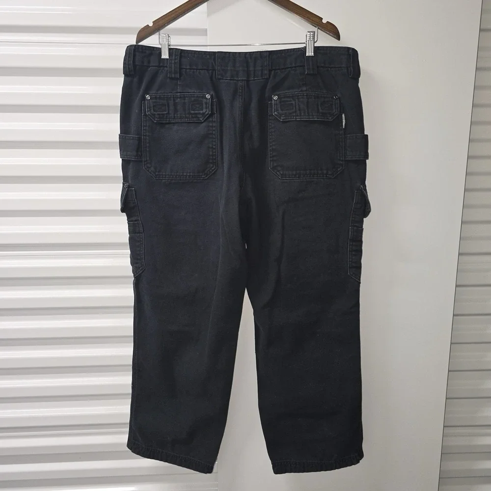 Duluth Trading Co Cargo Pants Men's 40x32 Black Relaxed Fit Work Cotton